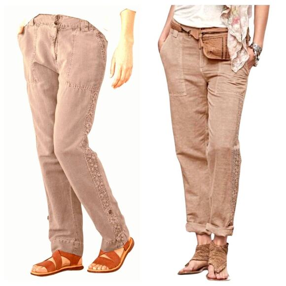Sundance Pants - NWOT Sundance Organia Lace Pants Size 12 Linen Cotton Blnd Relaxed Fit Rose Dust